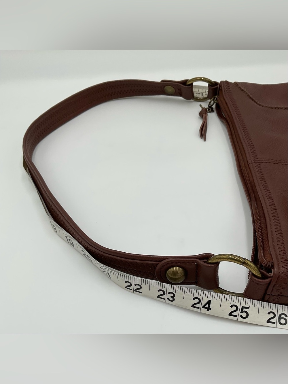 The Sak Rich Brown Pebbled Leather Hobo Bag with Top Stitching Detail - Picture 11 of 14
